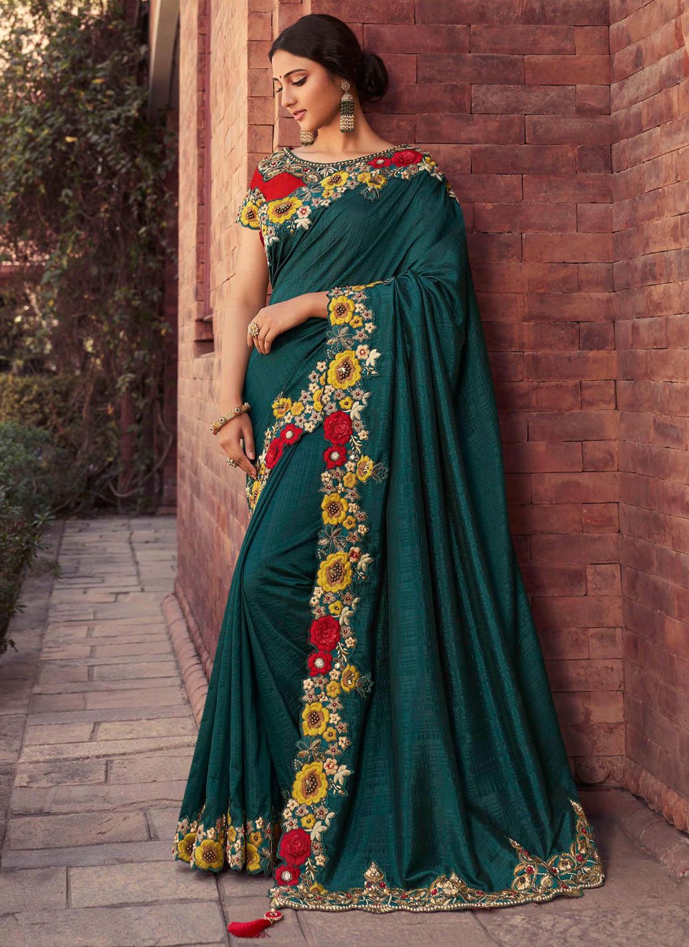 Green Resham Sangeet Designer Saree