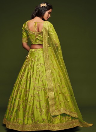 Green Sequins Art Silk Lehenga Choli