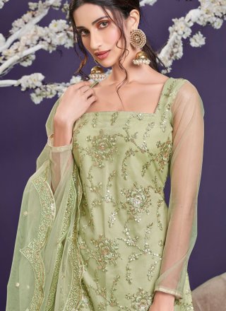 Green Sequins Net Designer Pakistani Salwar Suit