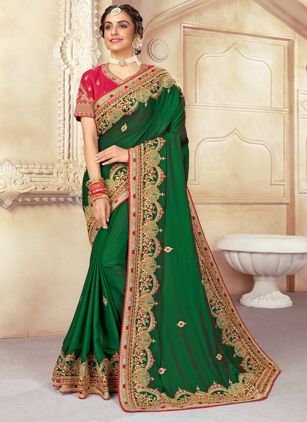 Green Silk Ceremonial Classic Saree