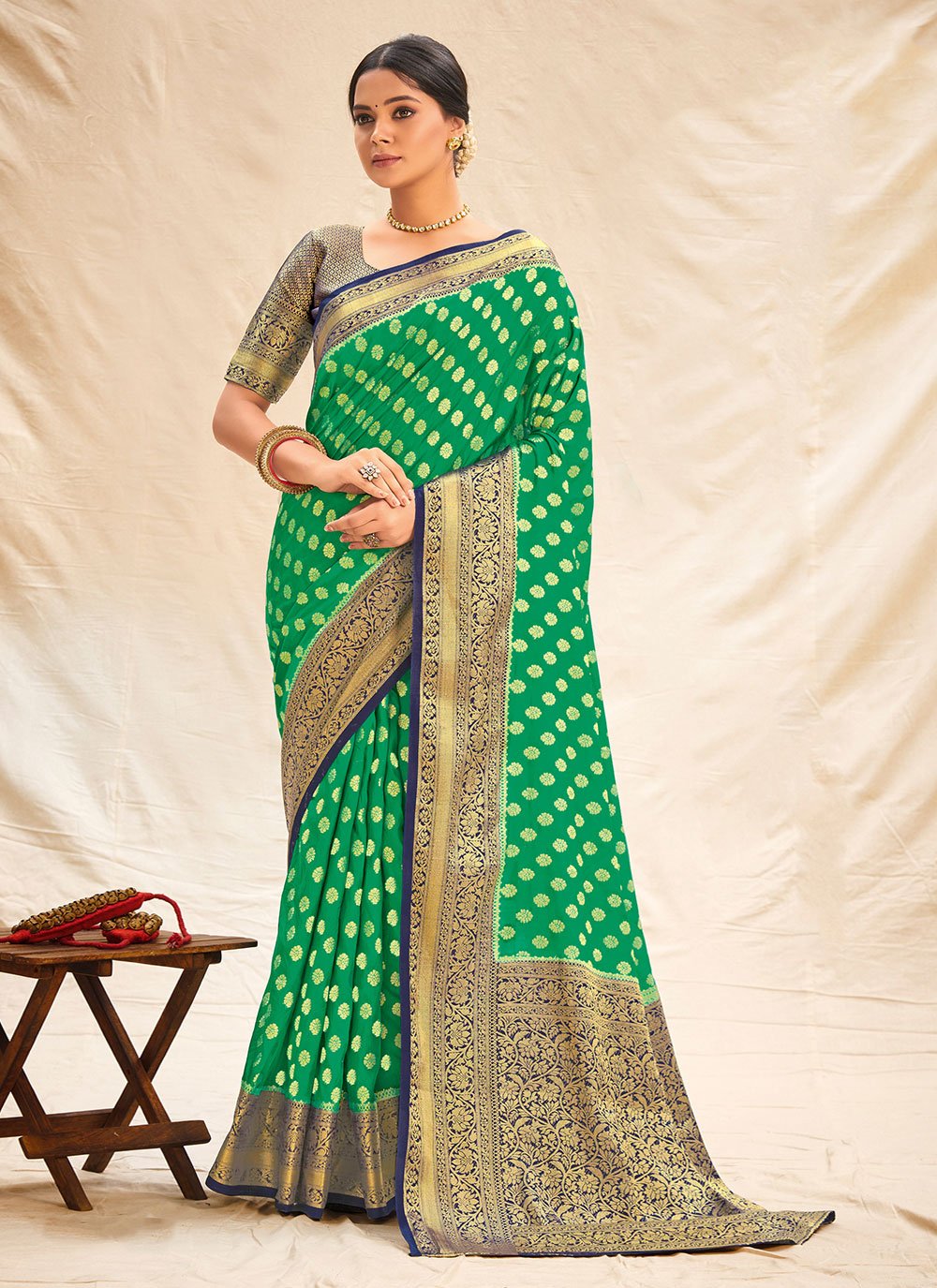 Green Silk Classic Designer Saree