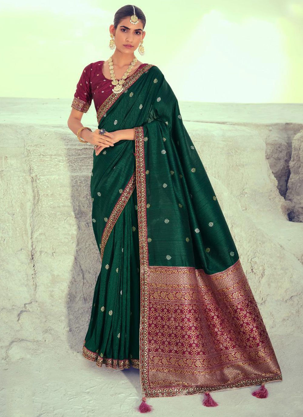 Green Silk Party Traditional Designer Saree