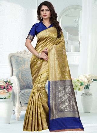 Green Weaving Art Banarasi Silk Traditional Designer Saree