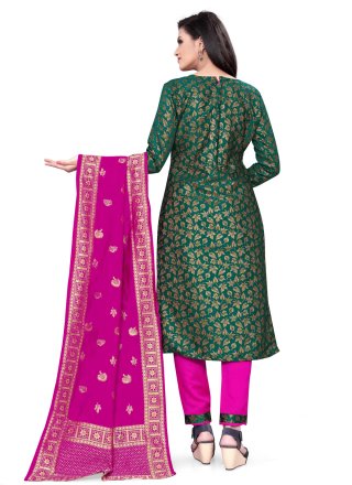 Green Weaving Churidar Suit