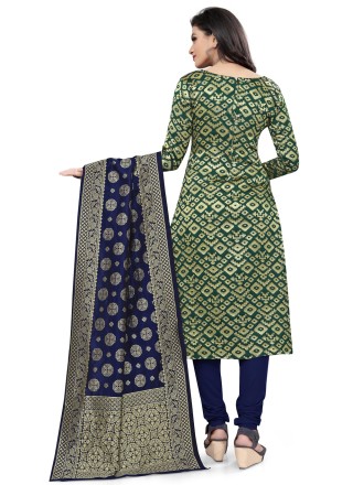 Green Weaving Churidar Suit