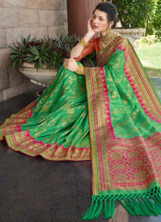 Green Weaving Festival Trendy Saree