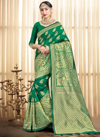 Green Woven Designer Traditional Saree