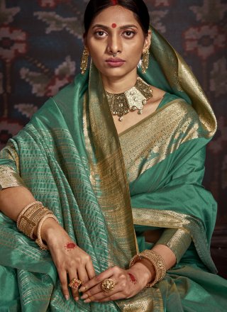 Green Woven Traditional Designer Saree