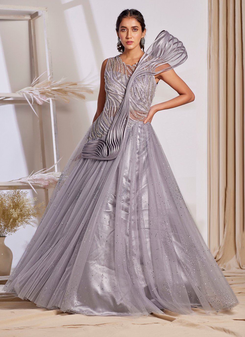 Grey Designer Gown
