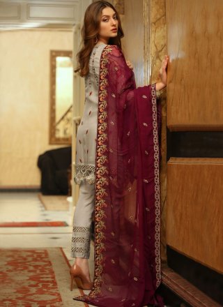 Grey Designer Pakistani Salwar Suit