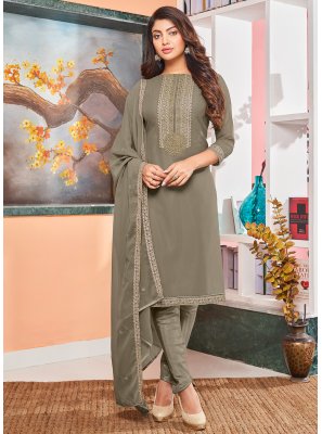Grey Embroidered Party Trendy Salwar Suit