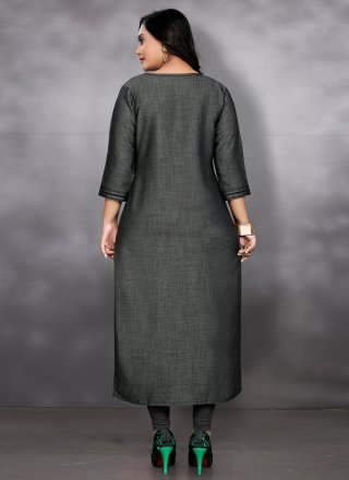 Grey Embroidered Party Wear Kurti