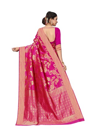 Hot Pink Art Silk Weaving Trendy Saree