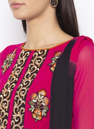 Hot Pink Embroidered Anarkali Salwar Kameez