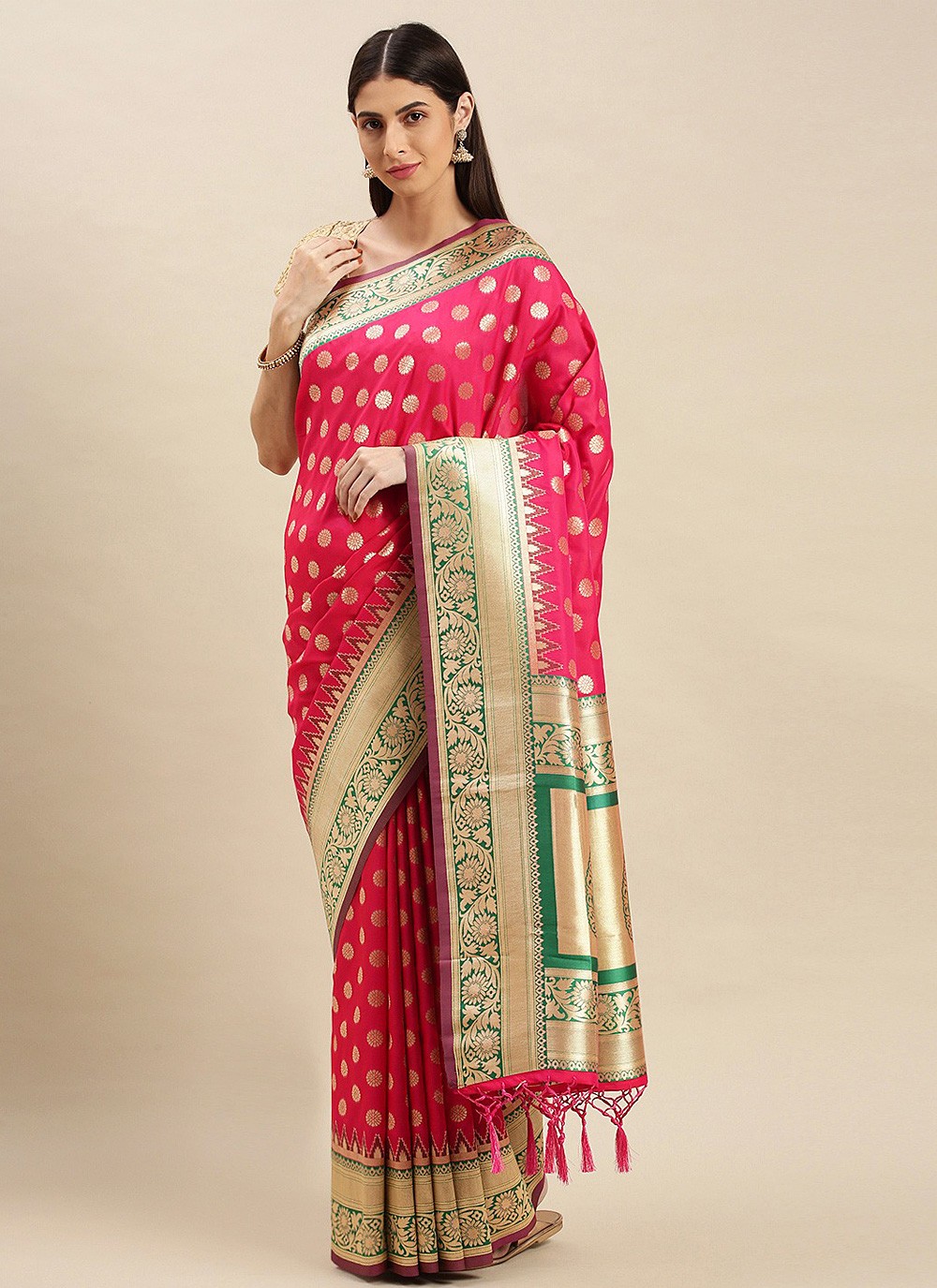 Hot Pink Festival Traditional Saree