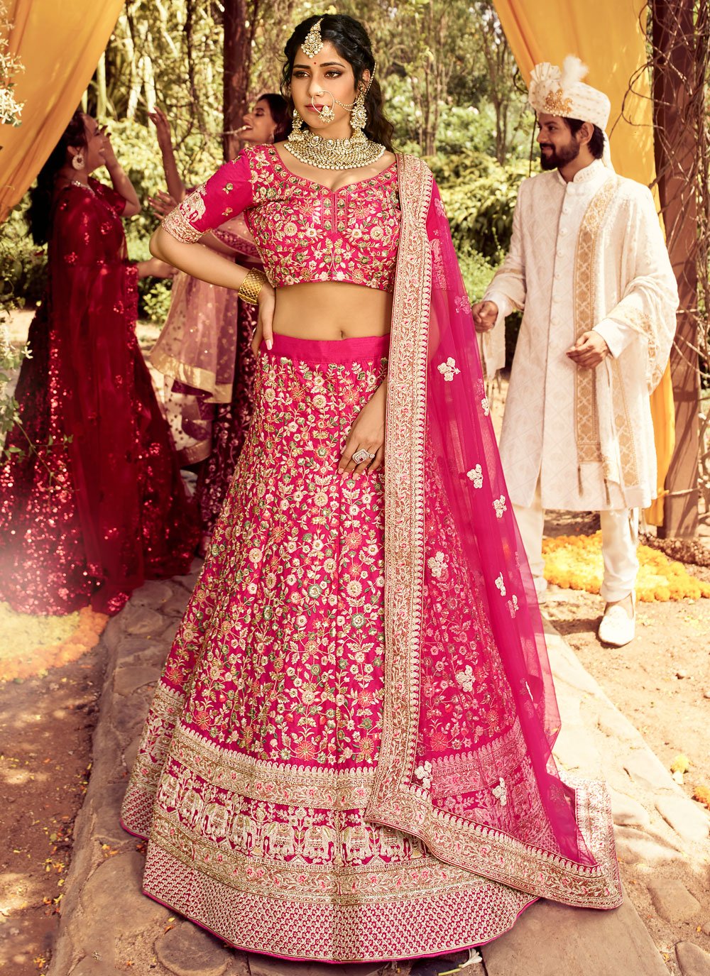 Dark pink clearance lehenga for bride