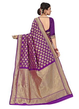 Jacquard Silk Purple Silk Saree