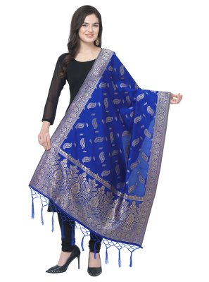 Jacquard Woven Designer Dupatta in Blue
