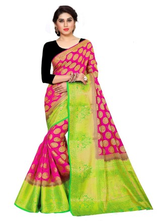 Kanchipuram Silk Rani Weaving Trendy Saree