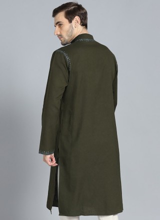 Kurta Embroidered Viscose in Green
