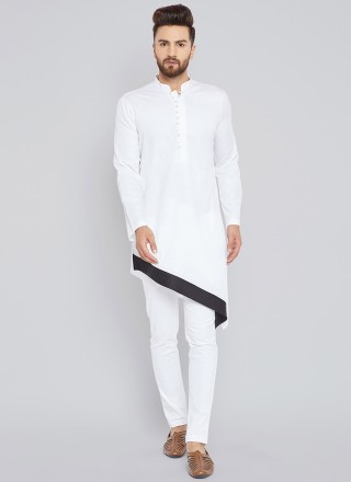 Kurta Pyjama Plain Cotton in White