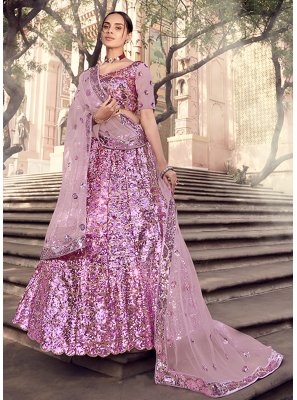 lavender net lehenga