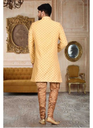 Linen Indo Western in Yellow