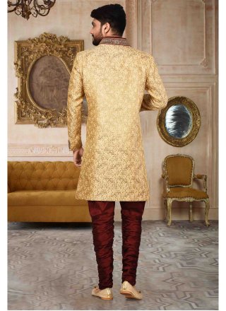Linen Print Gold Indo Western