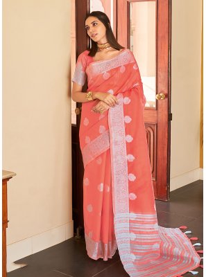 Linen Weaving Pink Classic Saree