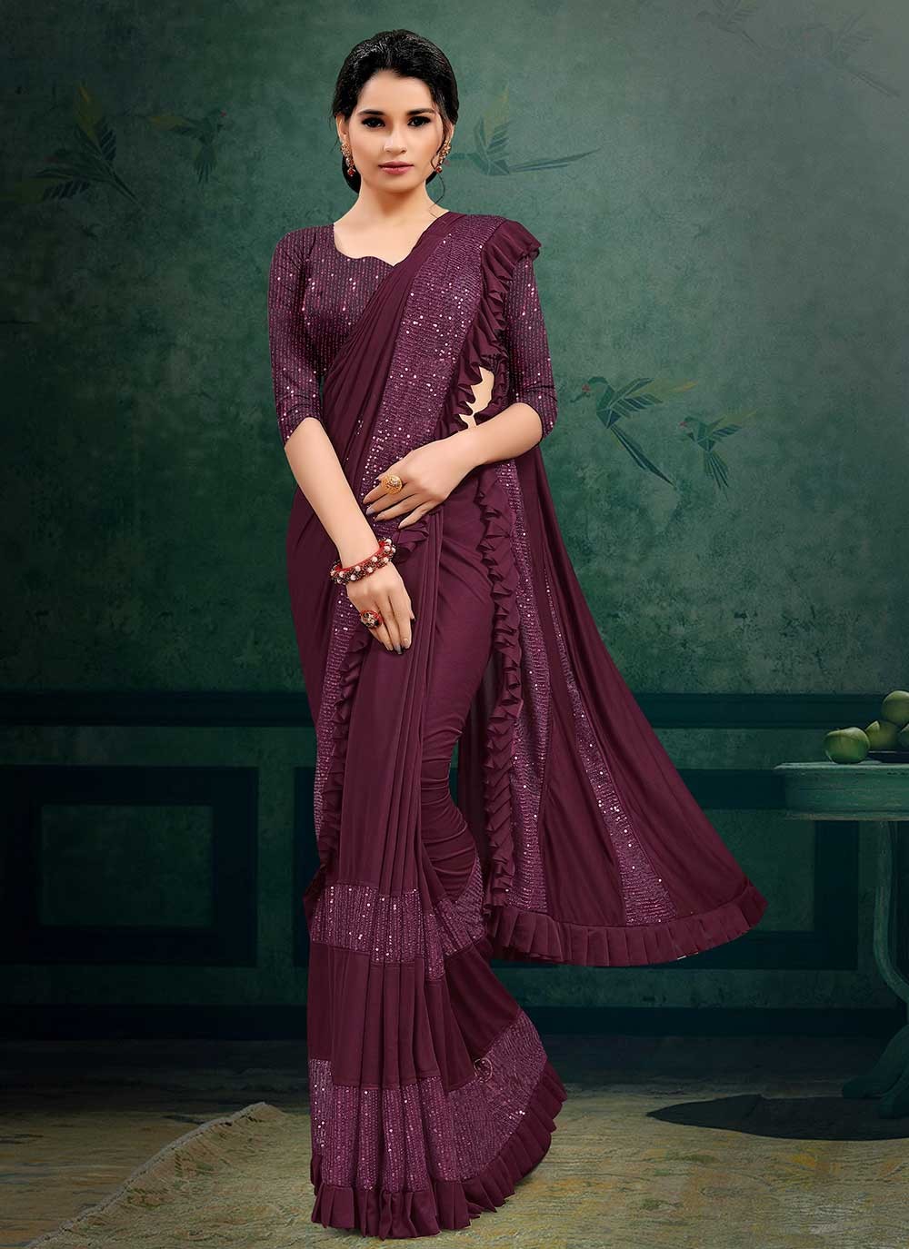 Buy online Purple Silk Blend Kanjivaram Saree With Blouse from ethnic wear  for Women by Suyukti Fab for ₹919 at 54% off | 2023 Limeroad.com