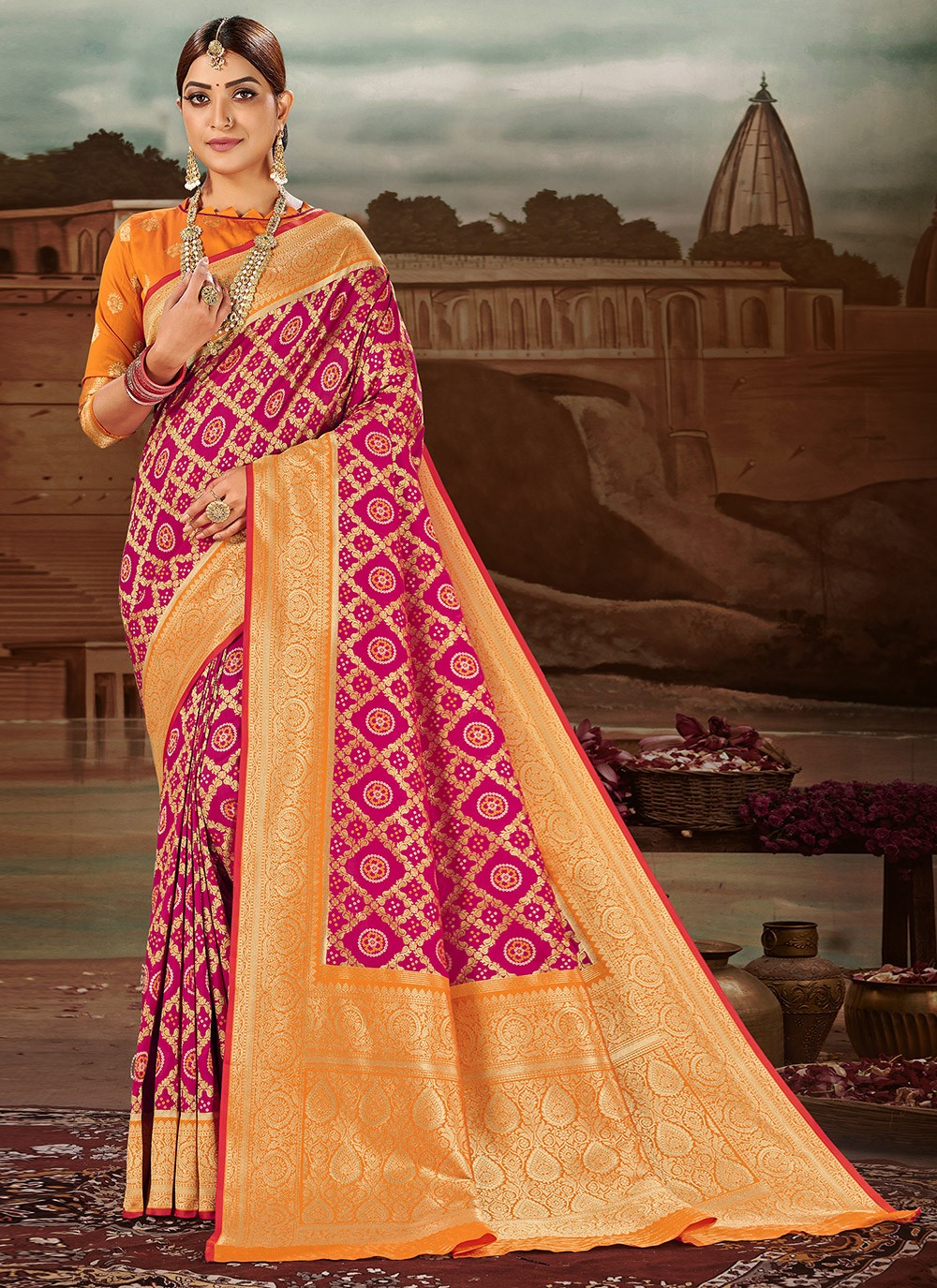 Magenta Banarasi Silk Traditional Designer Saree