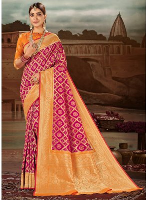 Magenta Banarasi Silk Traditional Designer Saree