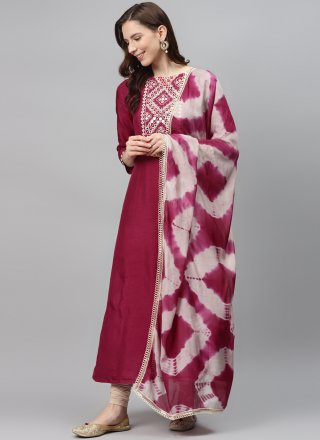Magenta Fancy Fabric Designer Palazzo Salwar Suit