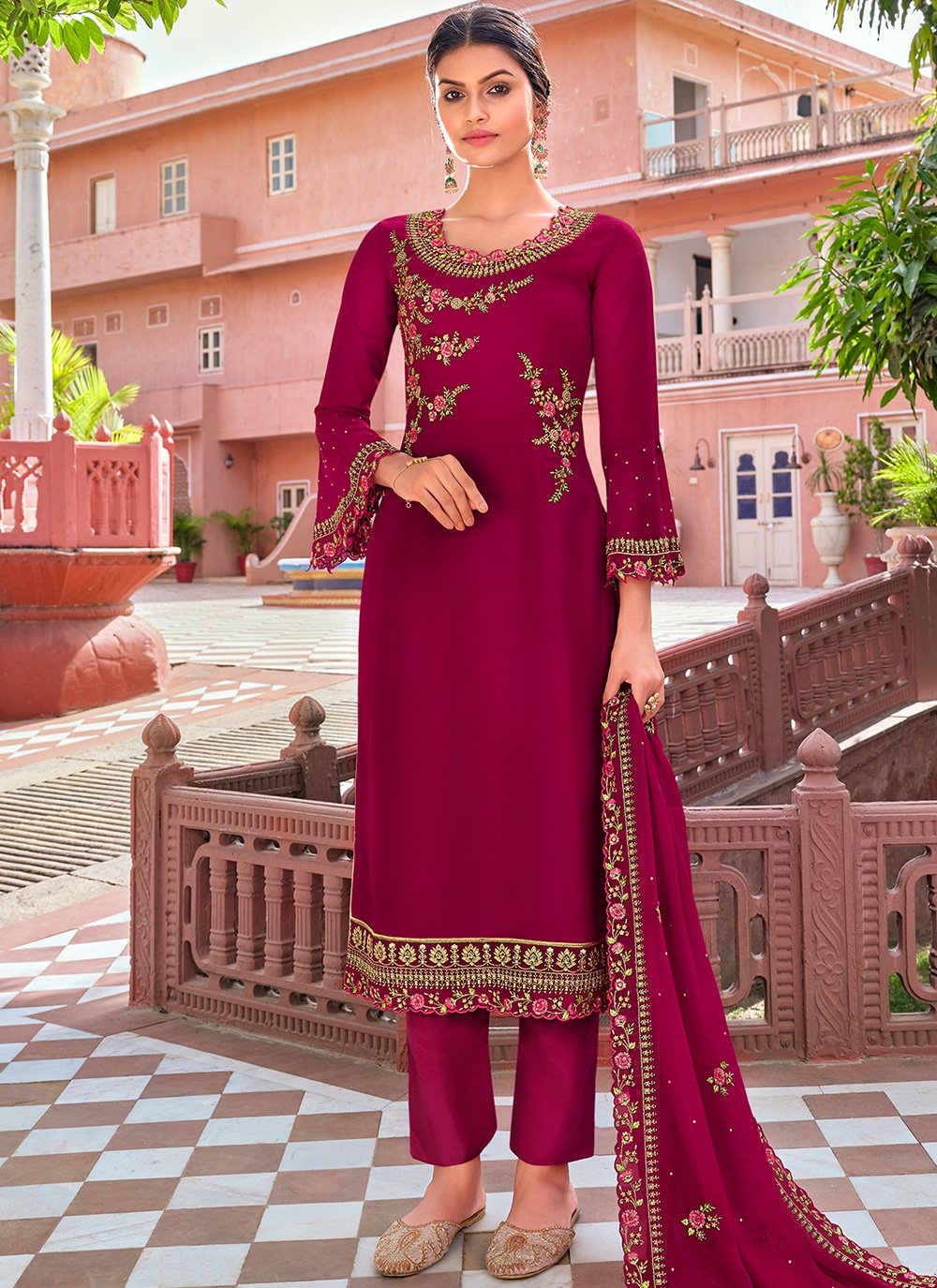 Magenta colour hot sale punjabi suit