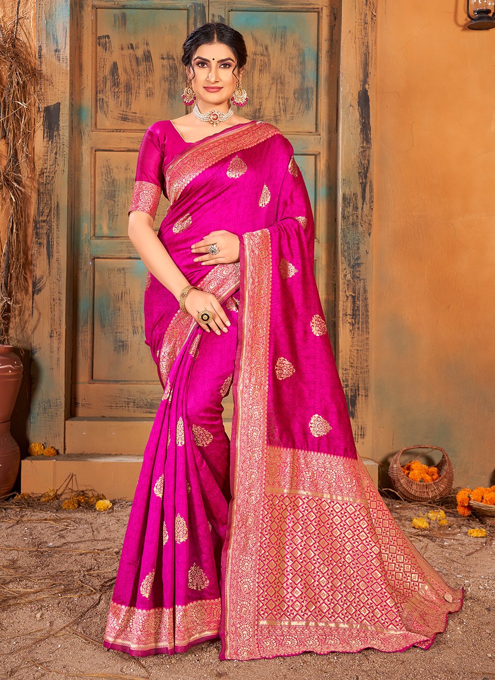 Magenta Weaving Banarasi Silk Classic Saree