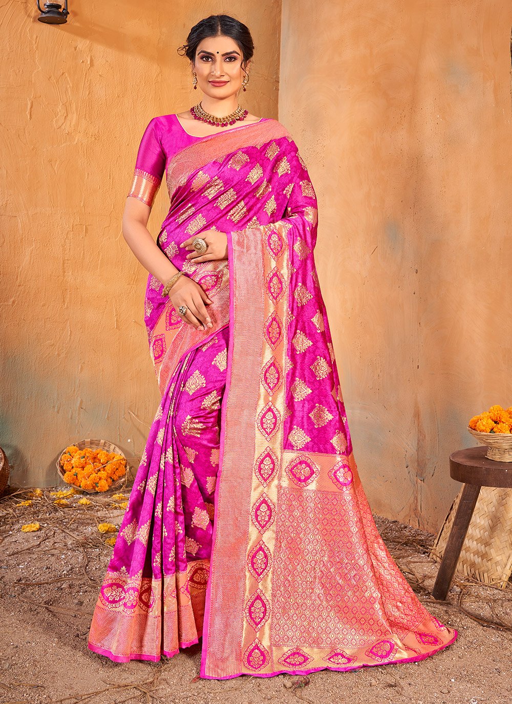 Magenta Weaving Classic Saree