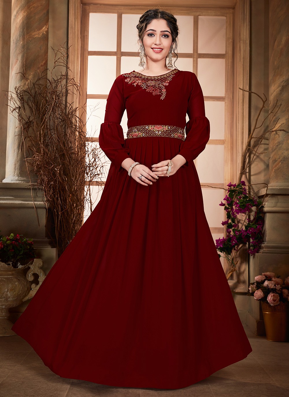 Top 143+ maroon gown images latest