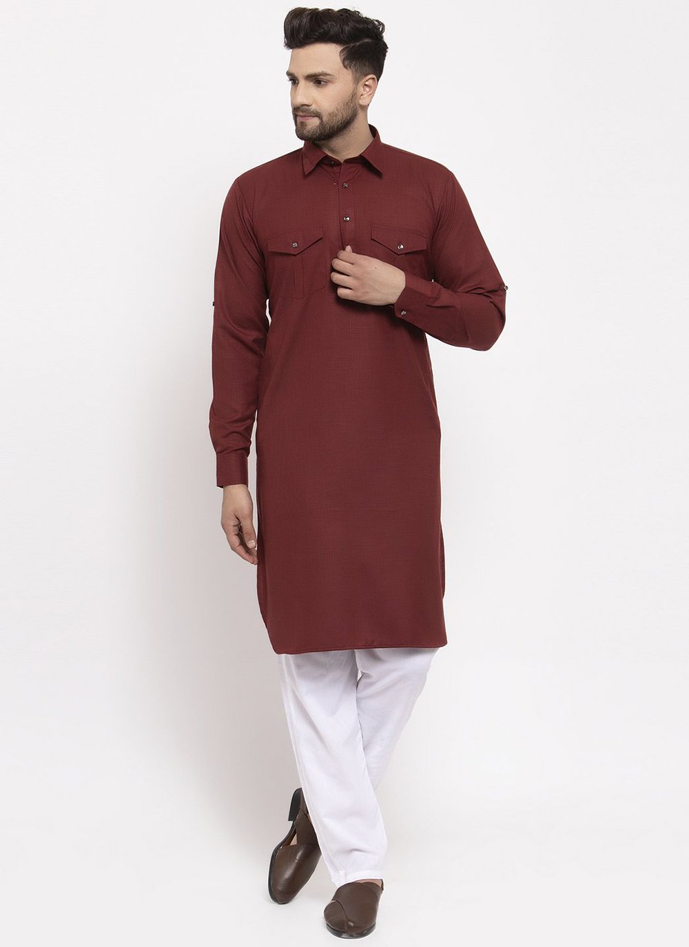 maroon pathani kurta pajama