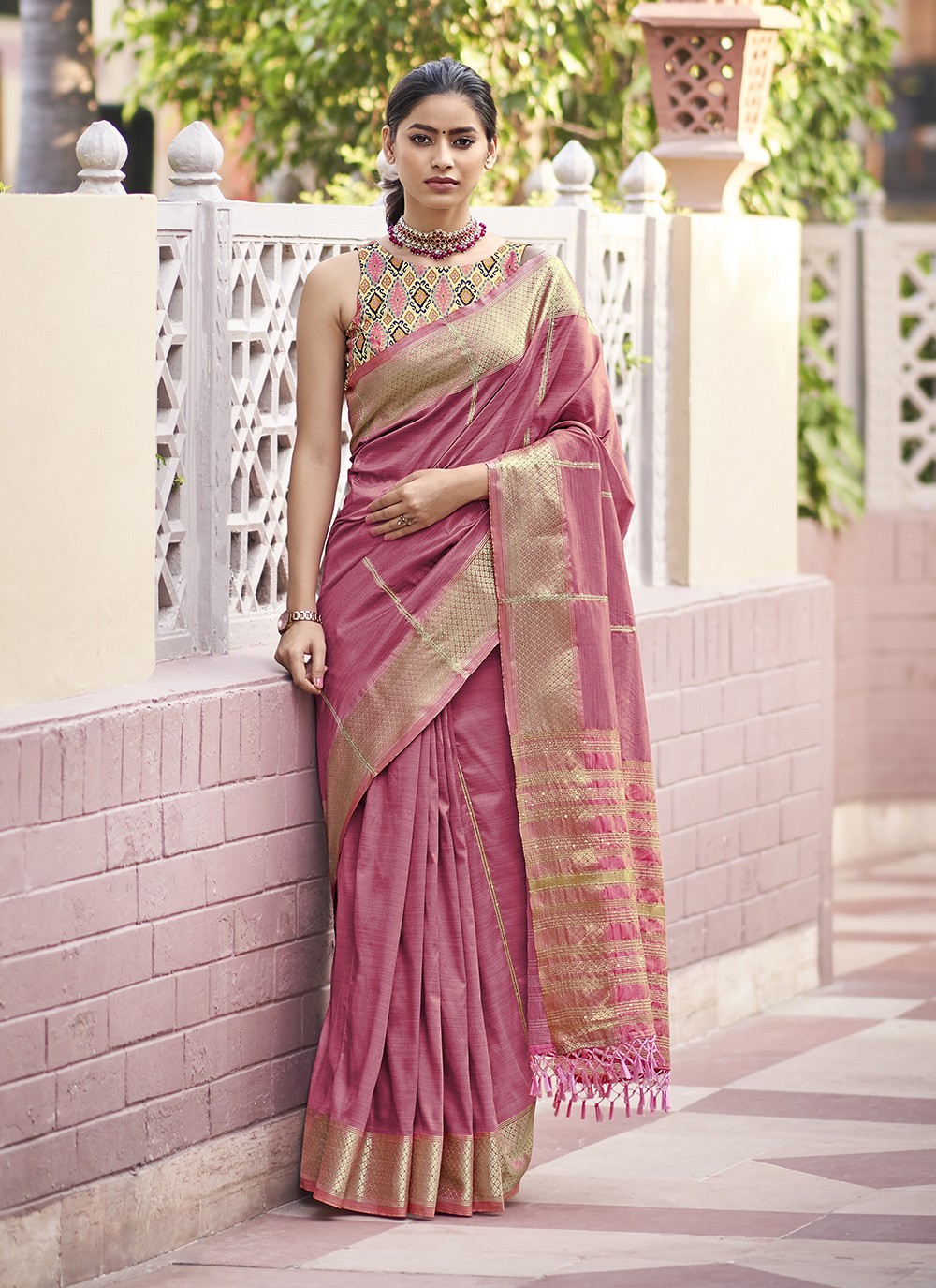 Handwoven Mauve Silk Saree