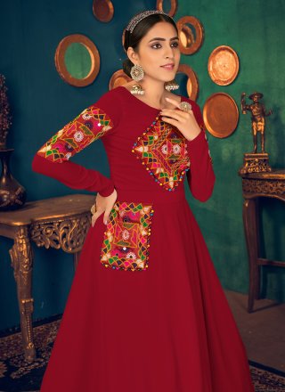 Mirror Red Floor Length Gown
