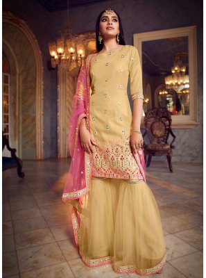 Mirror Yellow Net Designer Pakistani Salwar Suit