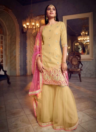 Mirror Yellow Net Designer Pakistani Salwar Suit
