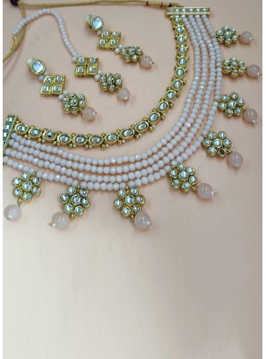 Moti Necklace Set in Gold and Pink