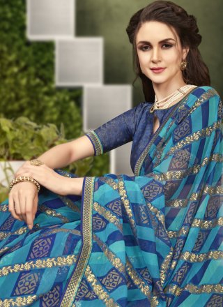 Multi Colour Abstract Print Party Casual Saree