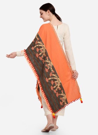 Multi Colour and Orange Engagement Khadi Designer Dupatta