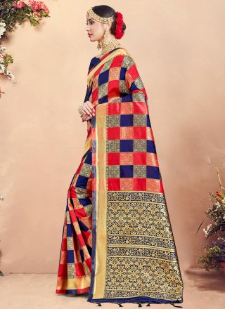 Multi Colour Art Banarasi Silk Festival Traditional Saree