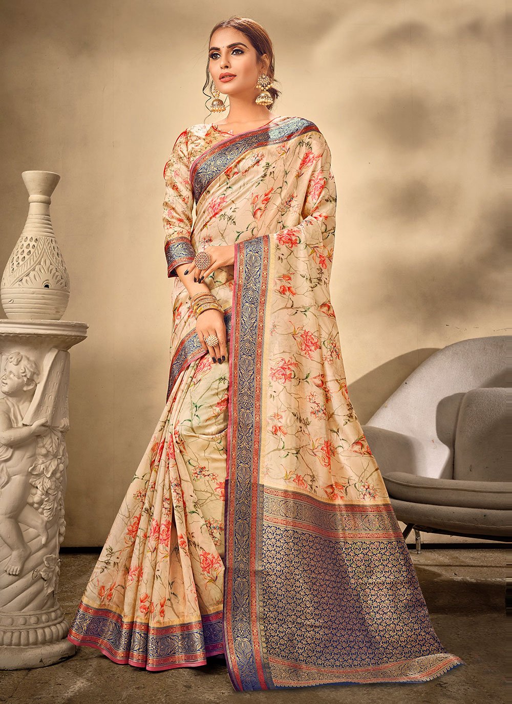 Multi Colour Art Silk Traditional Saree