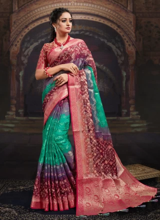 Multi Colour Fancy Fabric Designer Saree
