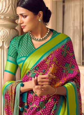 Multi Colour Print Patola Silk  Traditional Saree