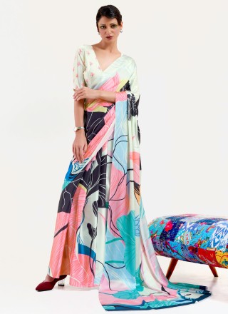 Multi Colour Print Printed Saree